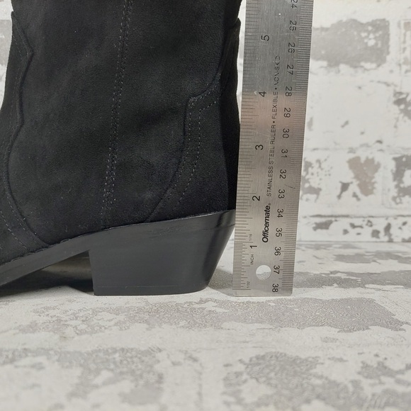 NEW DV Dolce Vita Tall Boots Women 7 Black Suede Leather Western Chic - Picture 2 of 11